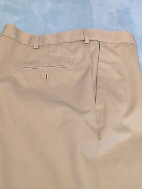 Straight Fit tan Cotton Pants with Subtle Blue Trim - 40 x 29